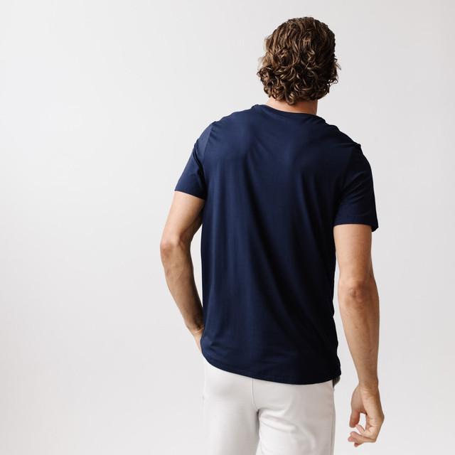 Cozy Earth Men's Stretch-Knit Bamboo Lounge Tee - Navy