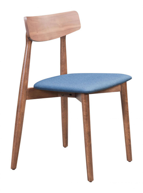 Zuo Modern Newman Dining Chair Walnut & Blue