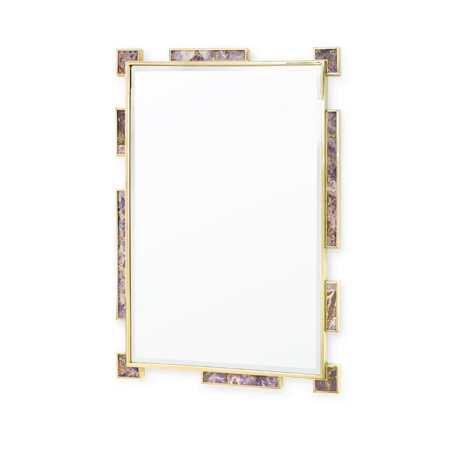 Thalia Large Mirror, Polished Brass and Amethyst