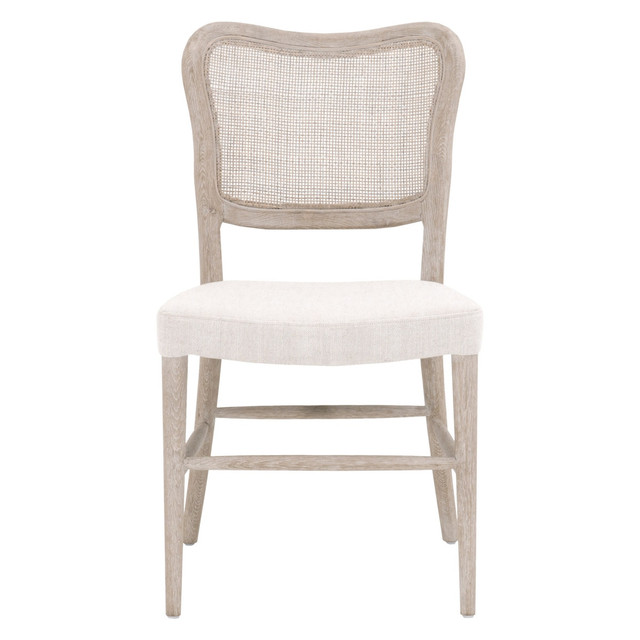 Essentials For Living Cela Dining Chair in Bisque, Natural Gray Oak, Natural Gray Cane (Set of 2)