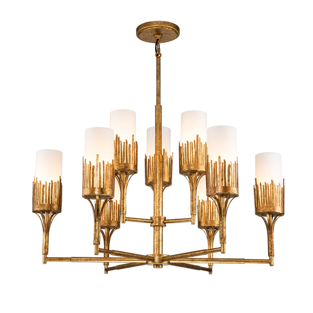 Sawgrass 9 LT Chandelier in Gold Leaf By Lucas + McKearn