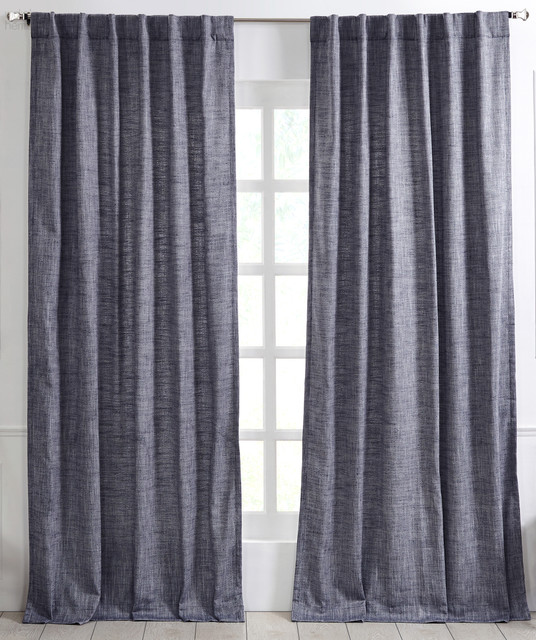 Classic Faux Silk Curtain in Navy by Ellora Casa by India's Heritage