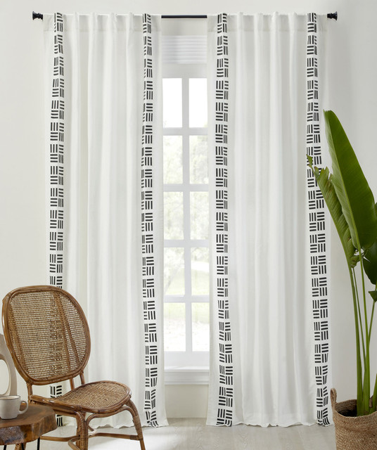 Gramercy Motif Curtain in Ivory Grey by Ellora Casa by India's Heritage
