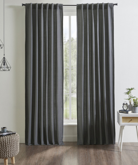 Kendall Linen Cotton Curtain in Pewter by Ellora Casa by India's Heritage
