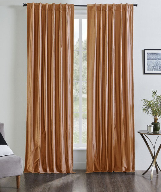 Valencia Faux Silk Taffeta Curtain in Orange by Ellora Casa by India's Heritage