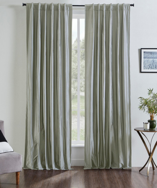 Valencia Faux Silk Taffeta Curtain in Silverlining by Ellora Casa by India's Heritage