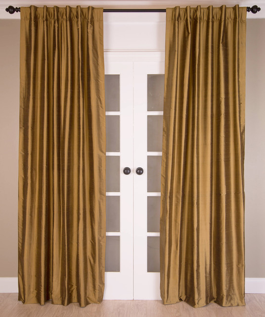 Pure Silk Solid Dupioni Curtain in Honey Mustard by India's Heritage Pure Silk Solid Dupioni Curtain in Honey Mustard by India's Heritage