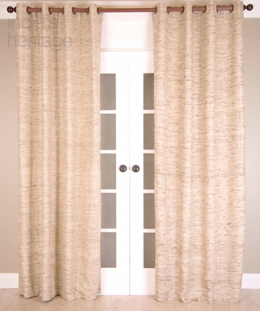 Raw Silk Curtain in Ivory by Ellora Casa by India's Heritage