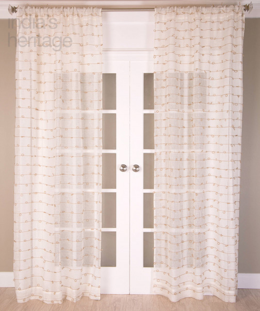 Sandy Knot Sheer with Jute Knots Curtain in White by Ellora Casa by India's Heritage