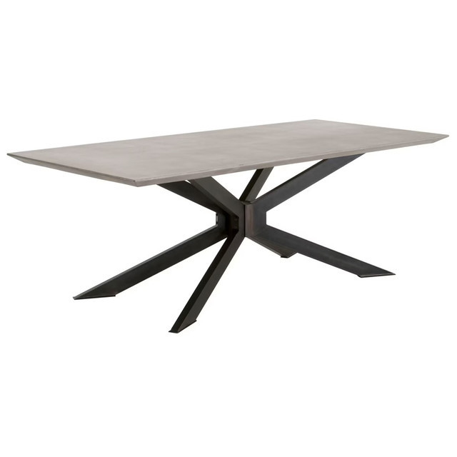Essentials For Living - Industry Rectangle Dining Table in Ash Gray Concrete, Distressed Black Iron