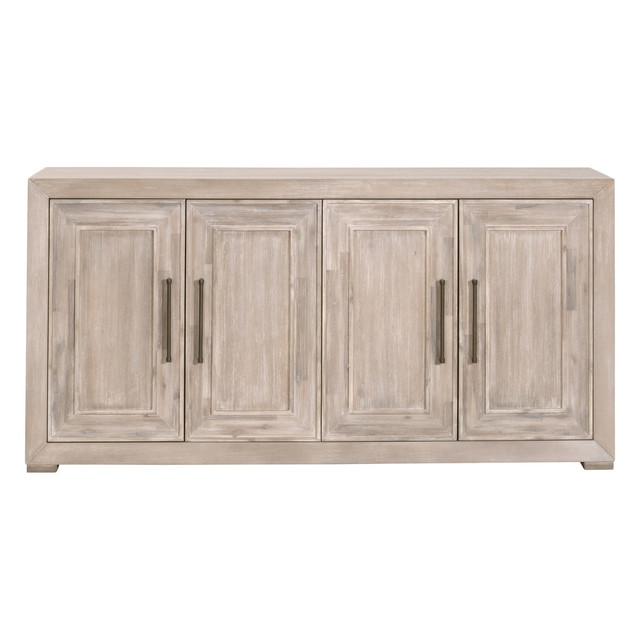 Essentials For Living Hunter Media Sideboard in Natural Gray Acacia, Antique Bronze