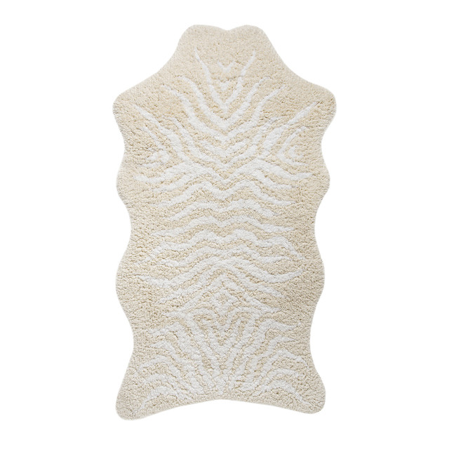 Graccioza Mountain Zebra Bath Rug in White/Natural