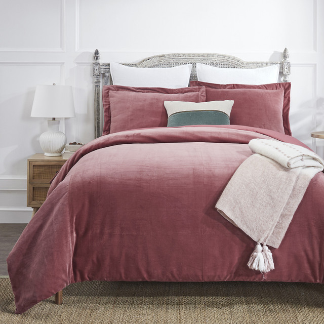 Ellora Casa by India's Heritage Stella Velvet Duvet Cover in Rose