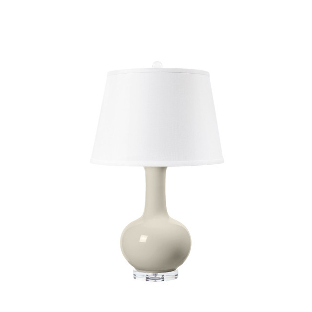 Villa & House - Somerset Lamp with Shade 16-inch White Linen, with Nickel, Alpine Gleam