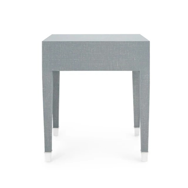 Villa & House Claudette 1-Drawer Side Table - Washed Winter Gray & Nickel