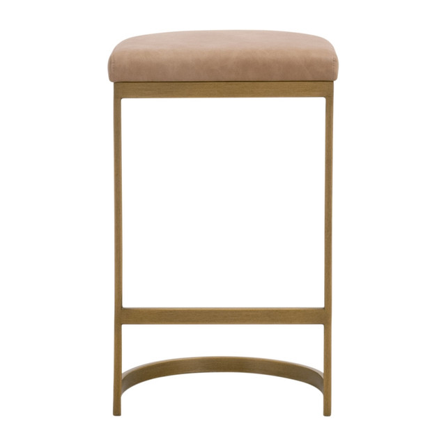Essentials For Living - Cresta Counter Stool in Ivanhoe Toast, Brushed Gold