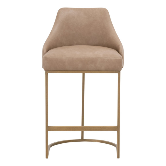 Essentials For Living Parissa Counter Stool in Ivanhoe Toast, Brushed Gold (Set of 2)