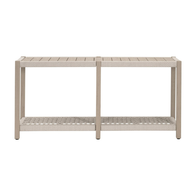 Essentials For Living - Wrap Outdoor Console Table in Oat Flat Rope, Washed Ever Teak