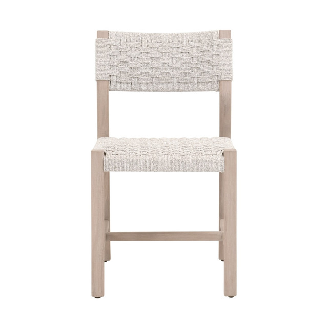 Essentials For Living Kitts Indoor or Outdoor Dining Chair in White Speckle Twist Rope, Washed Ever Teak (Set of 2)