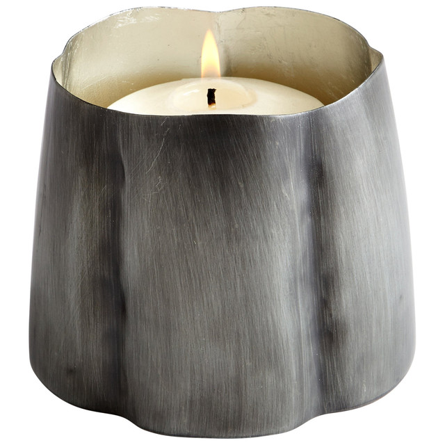 Large Fortuna Candleholder in Antique Zinc And Silver Leaf by Cyan Design