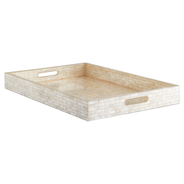 Large Triton Rectangle Tray in Pearl by Cyan Design
