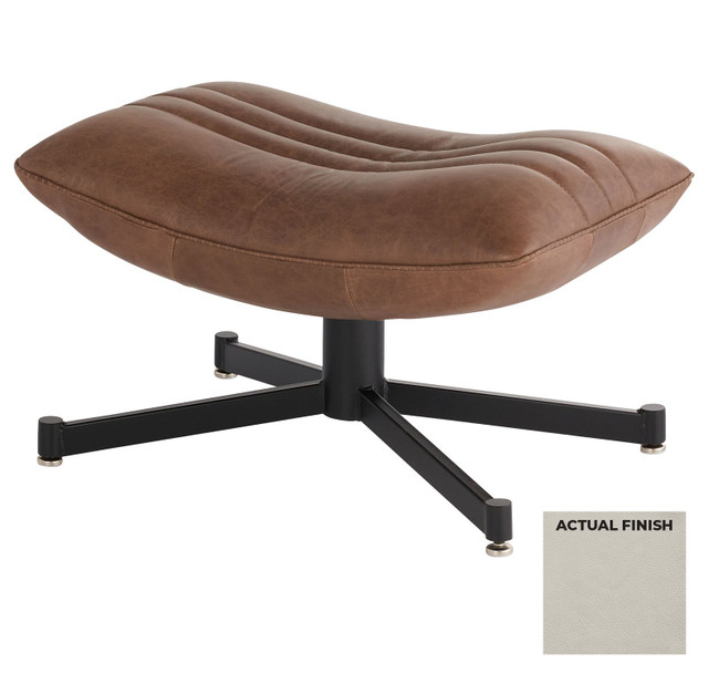 Eduarda Ottoman in Taupe Leather by Cyan Design Eduarda Ottoman in Taupe Leather by Cyan Design