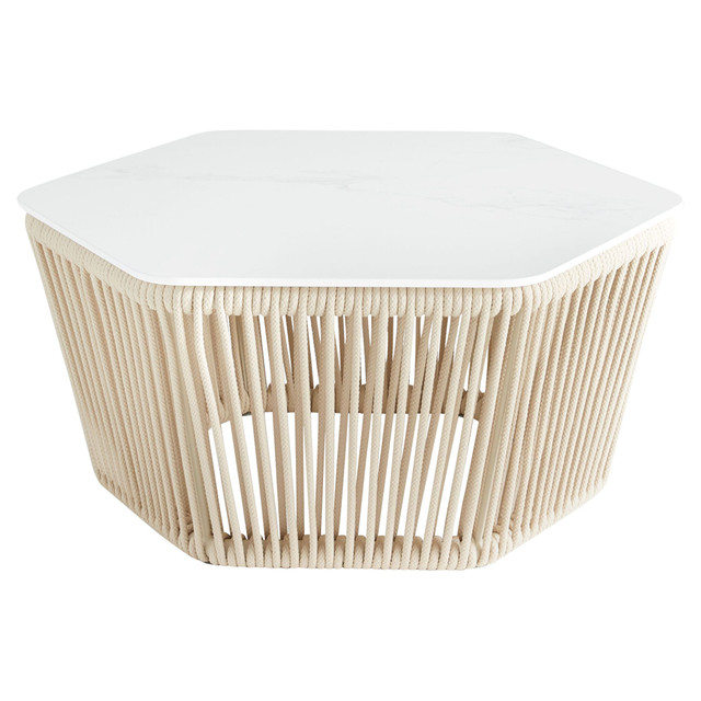 Hexagon Table in White & Beige by Cyan Design Hexagon Table in White & Beige by Cyan Design