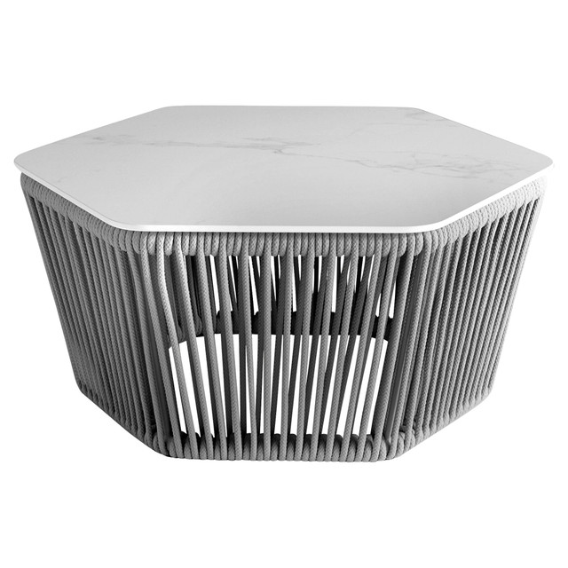 Hexagon Table in White & Grey by Cyan Design Hexagon Table in White & Grey by Cyan Design
