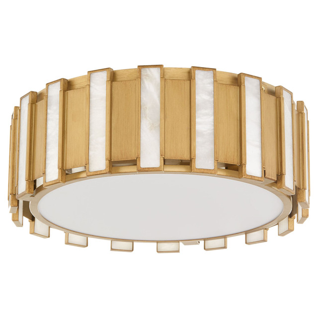 Volterra 4 Light Flush Mount in Aged Brass by Cyan Design