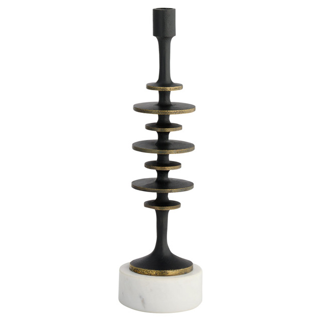 Small Barcelo Candleholder in Antique Bronze, White & Brass by Cyan Design