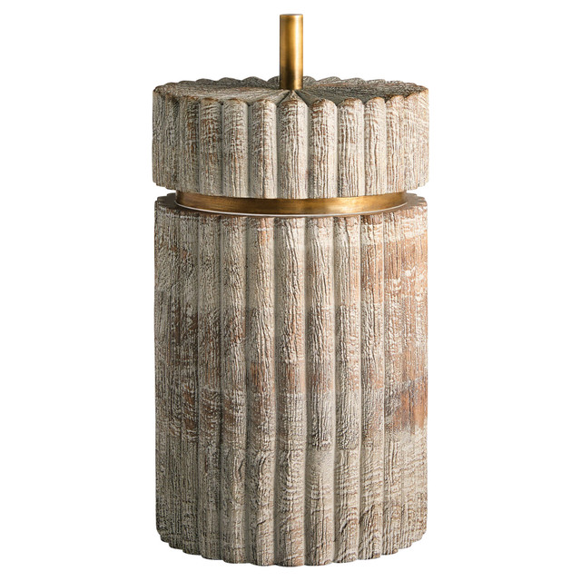 Tall Zucca Box Designed by J Kent Martin in Distressed Taupe & Brass by Cyan Design