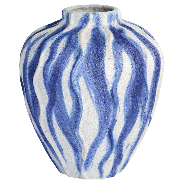 Cyan Design - Ripple Vase | Chalk White | Blue – Small Cyan Design - Ripple Vase | Chalk White | Blue – Small