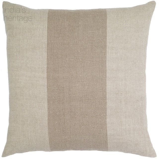 Sahara Linen Stripe Square Pillow, Natural by India's Heritage Sahara Linen Stripe Square Pillow, Natural by India's Heritage