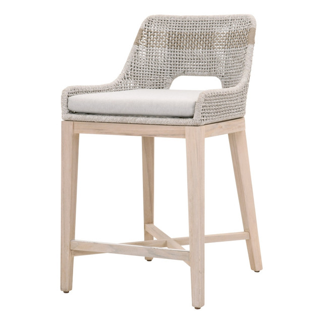 Essentials For Living - Tapestry Outdoor Counter Stool in Taupe & White Flat Rope Essentials For Living - Tapestry Outdoor Counter Stool in Taupe & White Flat Rope