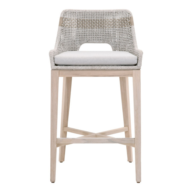 Essentials For Living - Tapestry Outdoor Barstool in Taupe & White Flat Rope