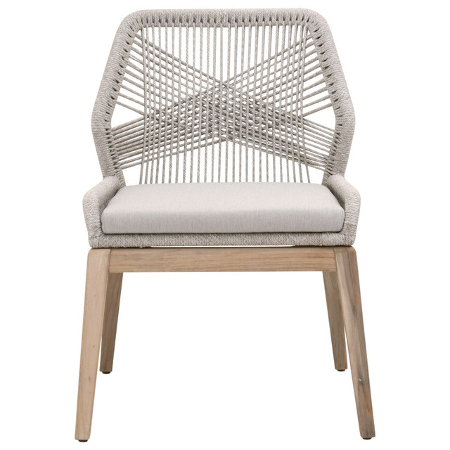 Essentials For Living - Loom Outdoor Dining Chair in Taupe & White Flat Rope, Set of 2 Essentials For Living - Loom Outdoor Dining Chair in Taupe & White Flat Rope, Set of 2
