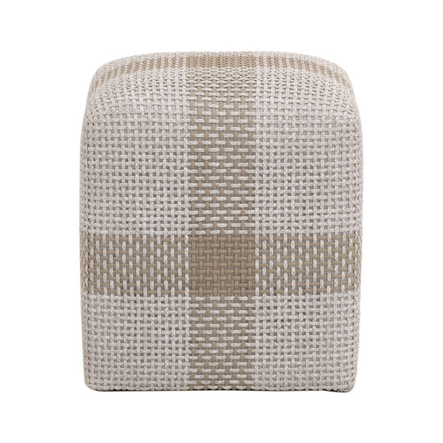 Essentials For Living - Cross Accent Cube in Taupe & White Flat Rope