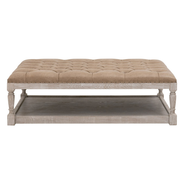 Essentials For Living - Townsend Tufted Upholstered Rectangle Coffee Table in Ivanhoe Toast Essentials For Living - Townsend Tufted Upholstered Rectangle Coffee Table in Ivanhoe Toast