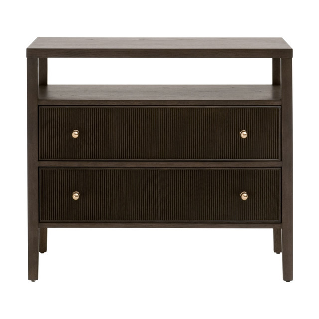 Essentials For Living - Highland Open Shelf 2-Drawer Nightstand in Dutch Brown Oak Essentials For Living - Highland Open Shelf 2-Drawer Nightstand in Dutch Brown Oak