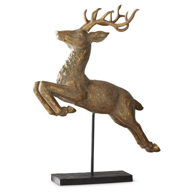 K&K Interiors 31 Inch Gold Flying Reindeer K&K Interiors 31 Inch Gold Flying Reindeer