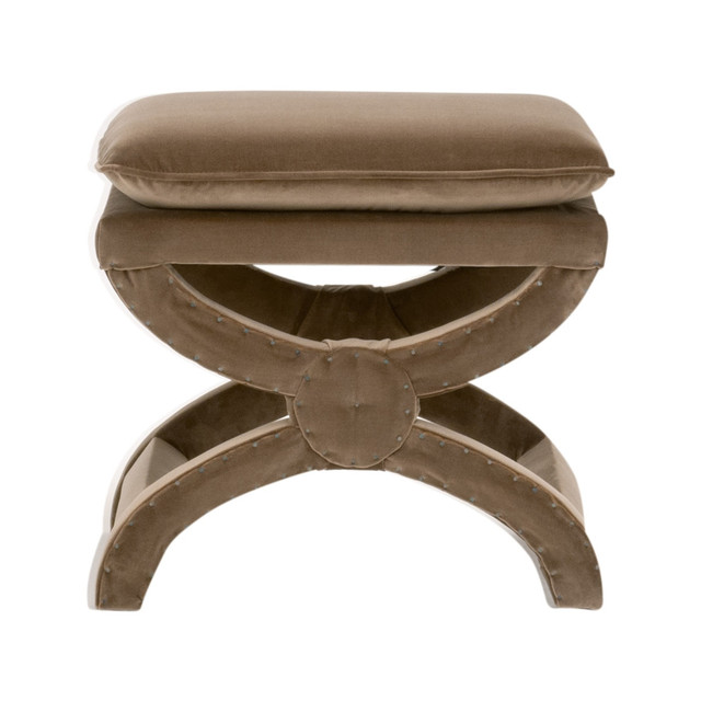 Essentials For Living - Gaston Ottoman in Caramel Velvet