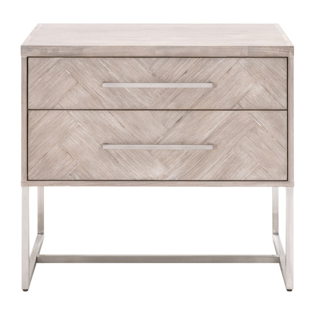Essentials For Living - Mosaic 2-Drawer Nightstand in Natural Gray Acacia