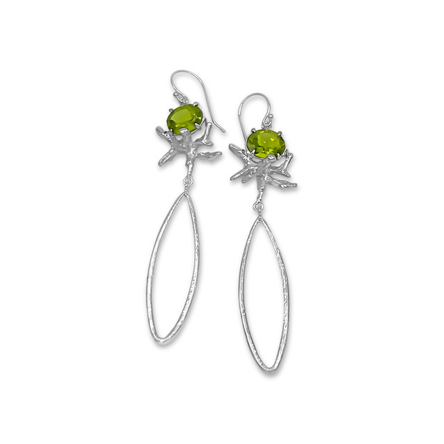 Dorian Webb - Coral Teardrop Earrings in Peridot Dorian Webb - Coral Teardrop Earrings in Peridot