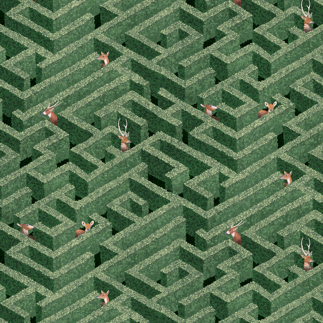 Labyrinth With Deer in 01, Wallcovering by Kravet Couture