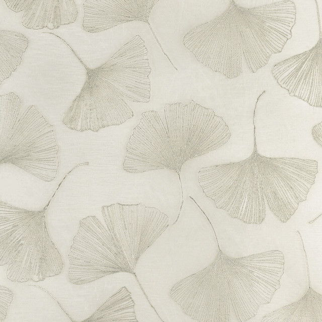 Gingko Leaf in Platinum, Drapery Fabric by Kravet Couture