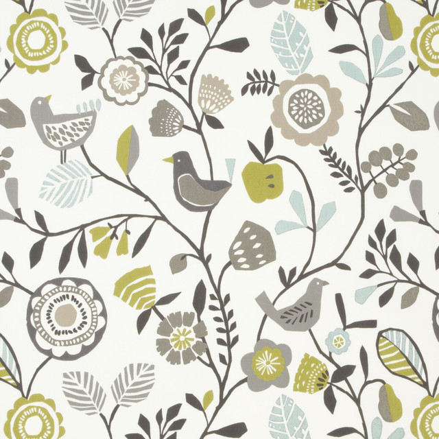 Folki in Chartreuse/charcoal, Multipurpose Fabric by Clarke & Clarke