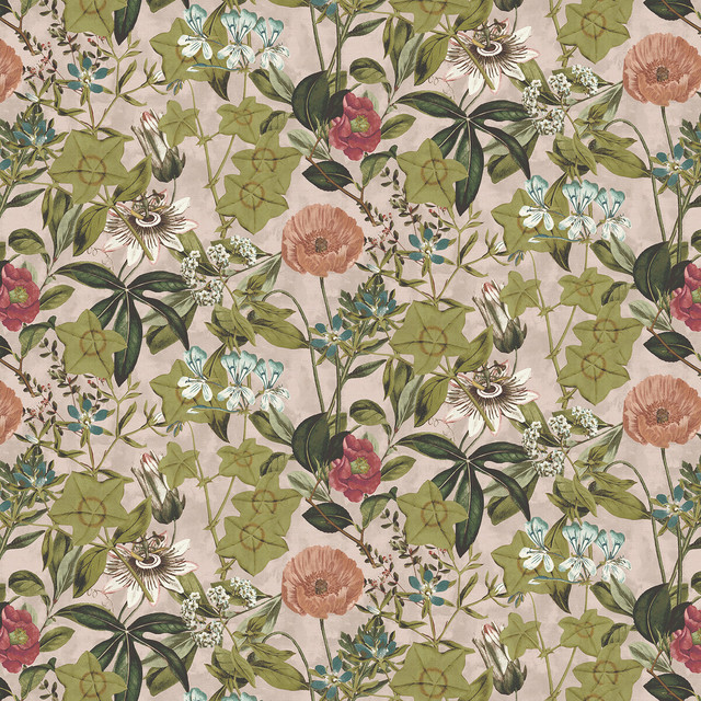 Passiflora in Blush Velvet, Multipurpose Fabric by Clarke & Clarke