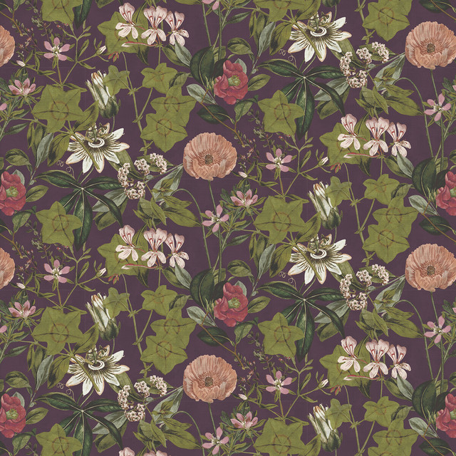 Passiflora in Mulberry Velvet, Multipurpose Fabric by Clarke & Clarke
