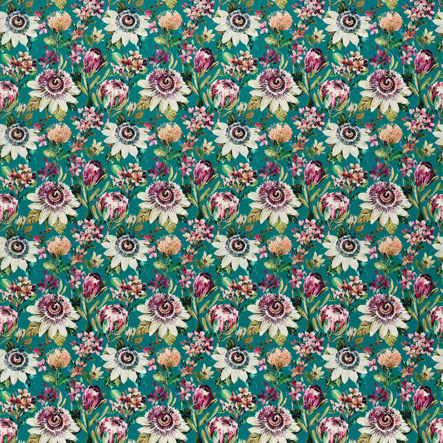 Paradise in Teal Velvet, Multipurpose Fabric by Clarke & Clarke
