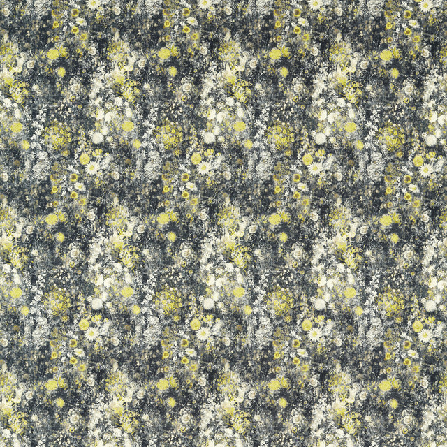 Rosedene in Charcoal/chartreuse, Multipurpose Fabric by Clarke & Clarke